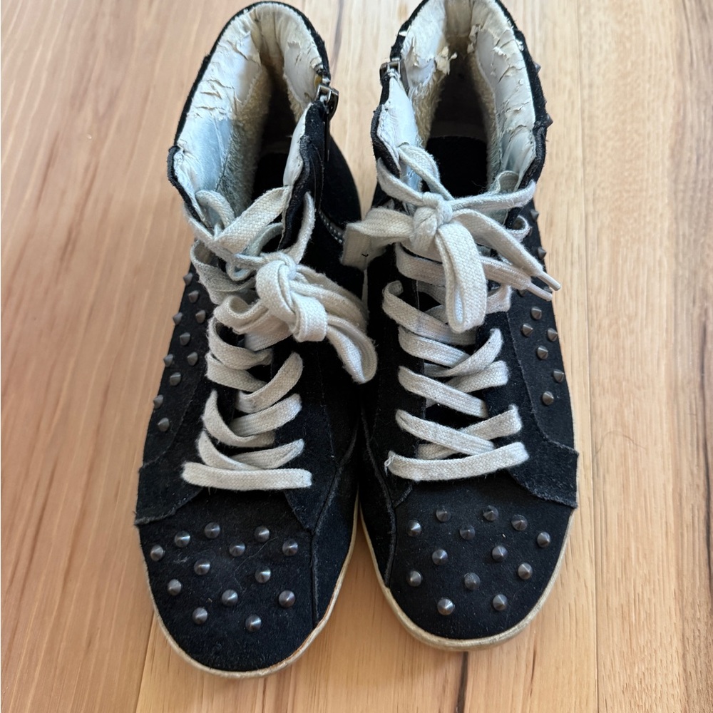 Black Suede Studded Sneakers